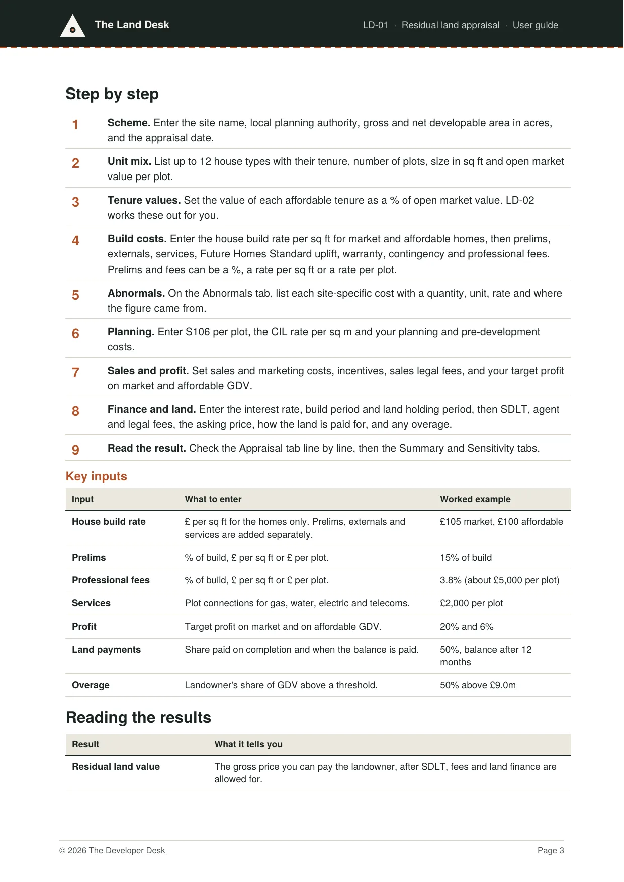 A page from a user guide, from the worked example